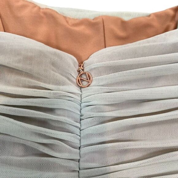 Nookie Eden Mini Dress Bodycon Gauzy Robin's Egg Blue Nude Women's Size Small - Picture 7 of 9